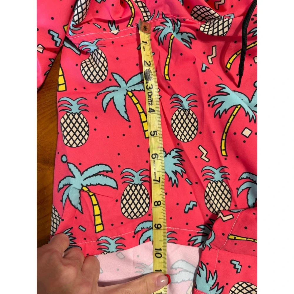 FT Fenteng Mens 2XL Pink Pineapple Palm Tree Tropical Swim Trunks Beach Shorts